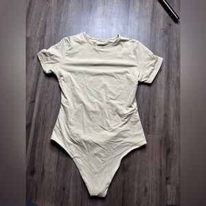 Beige Short Sleeve Bodysuit #891